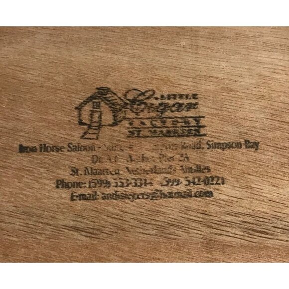 Little Cigar Factory Wooden Box Saint Maarten 7.5" x 6" x 1.5" Hinged Lid - Picture 3 of 12